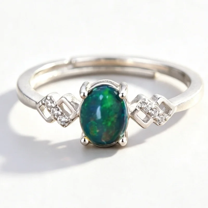 1pce 4×6mm Natural Opal Ring S925 Sterling Silver Ring | Opal Glow | Mystic Whimsy | Black Friday, Thanksgiving, Halloween Gifts