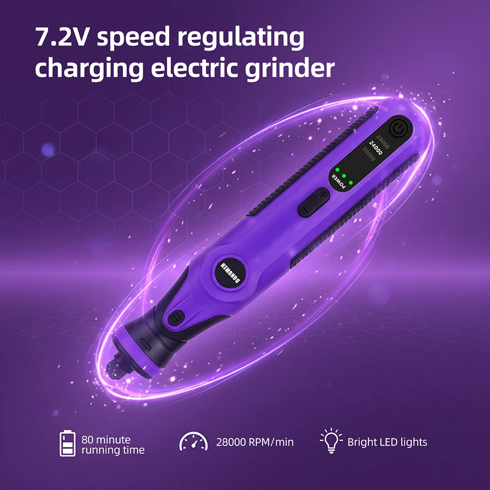6-Speed Adjustable Electric Grind and Carving Pen DC 7.2V with Digital Display USB Fast Charge for DIY Craft Jewelry Metal Wood