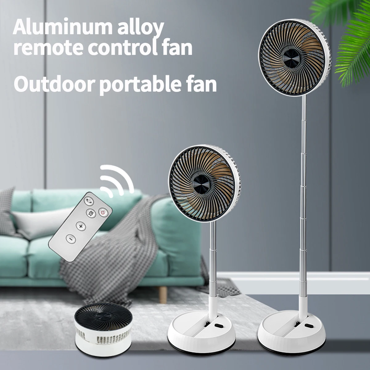 New Portable Foldable Standing Fan,Rechargeable Battery Operated USB Floor Table Desk Fan with Remote, for Bedroom Office Campi