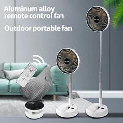 New Portable Foldable Standing Fan,Rechargeable Battery Operated USB Floor Table Desk Fan with Remote, for Bedroom Office Campi