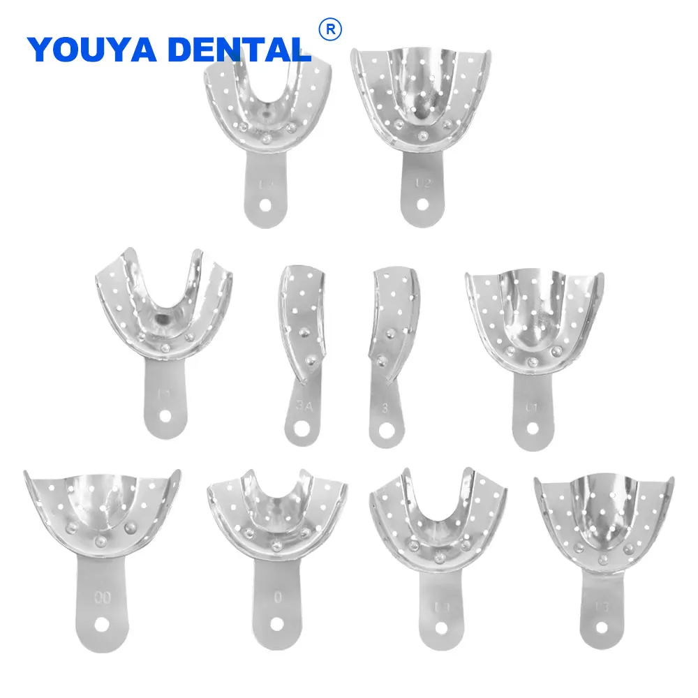 

Aluminum alloy Perforated dental Impression trays Denture Instruments Autoclavable Upper Lower Teeth Holder Dentistry tool