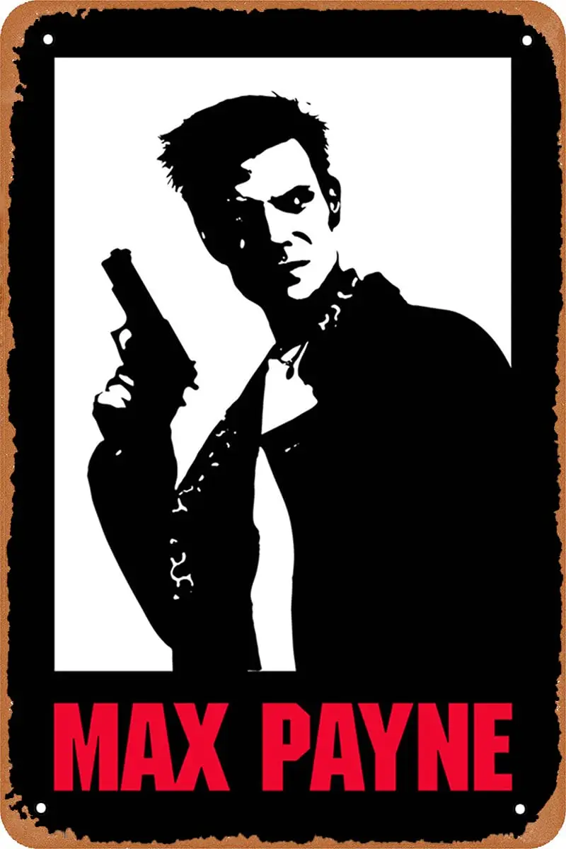 1PCS,Clilsiatm Game Metal Tin Sign,Max Payne Poster,Vintage Style Metal Sign