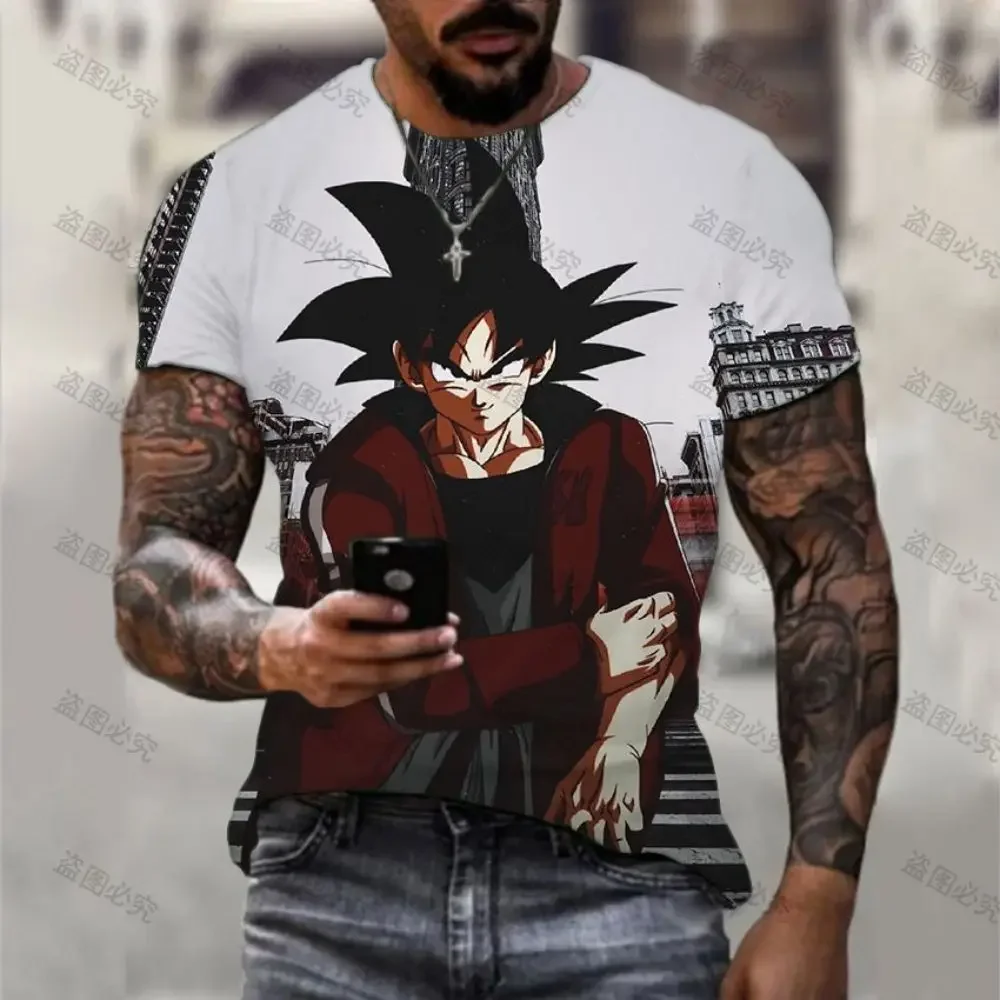 

2024 Vegeta Goku Men's T Shirt Dragon Ball Z Tops Parent-child Wear Anime Oversized 110-6XL Fashion T-shirts Gym Streetwear New