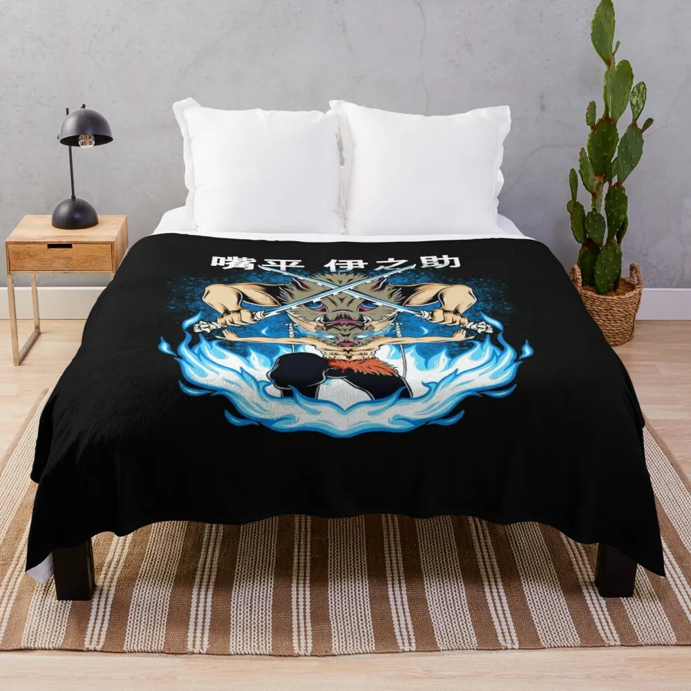 Inosuke Hashibira Kimetsu No Yaiba Throw Blanket decorative manga Beautifuls Blankets