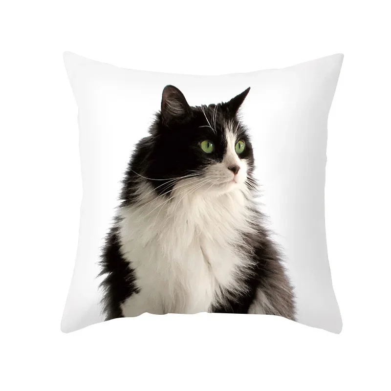 45X45CM Black Cat Pillowcases Polyester Home Cute Kitty Animal Lover Cushion Cover Funny  Decoration Pillow