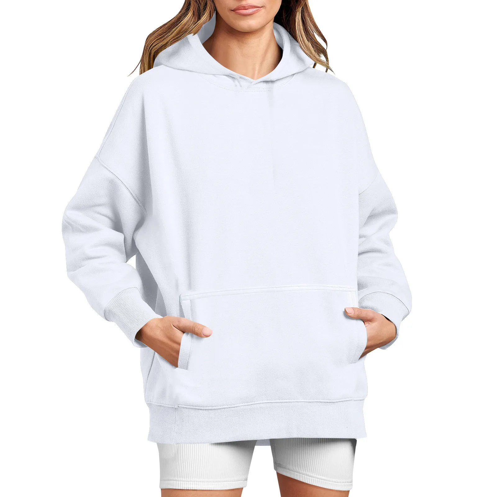 2024 New Women\'S Solid Color Long Sleeved Round Neck Sweatshirt Fashion Casual Comfortable Loose Lightweight Women\'S Sweatshirt