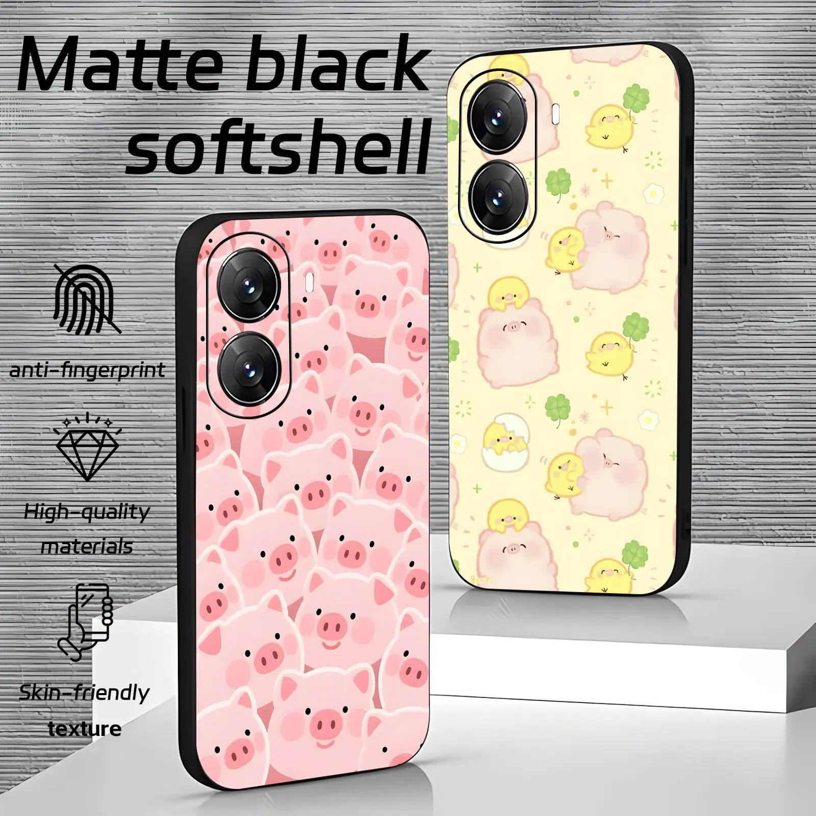 Phone Case For Xiaomi POCO M7 M6 M5 X8 X7 X6 F8 F7 F6 Pro 5G Soft black Shockproof Cover Cute little pig
