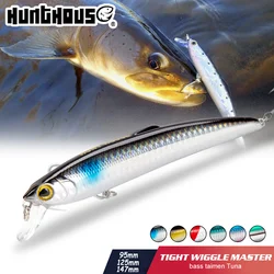 Hunthouse Minnow Fishing Lure 95/125/147mm Hard Baits Flexible Rattle Balls Floating 0-0.8m For Fish Seabass Pike Tackle