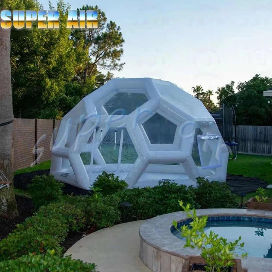 Tenda trasparente gonfiabile in PVC per esterni per campeggio all'aperto, tenda da campeggio gonfiabile a bolle con cupola per cielo per feste
