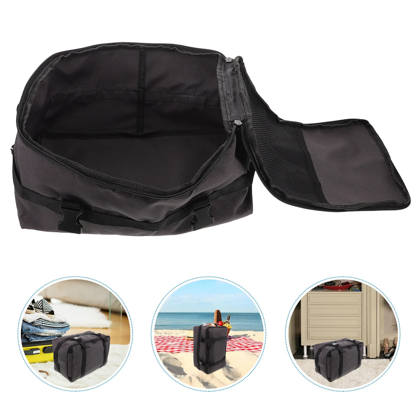 

Detachable 2-in-1 Beach Storage Bag Large Capacity Outdoor Travel Organizer Sandproof Compartments for Camping Picnic Vacation