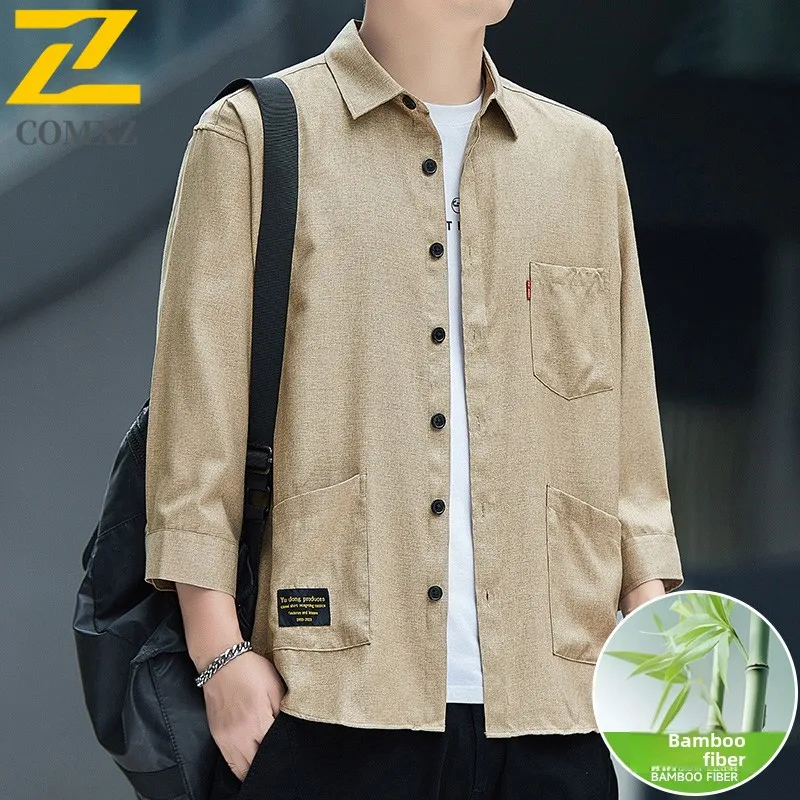 Ice Silk Men Shirt Summer New Fashion Versatile No Ironing Lightweight Breathable Sweat Absorbing Top Street Travel Collar Shirt