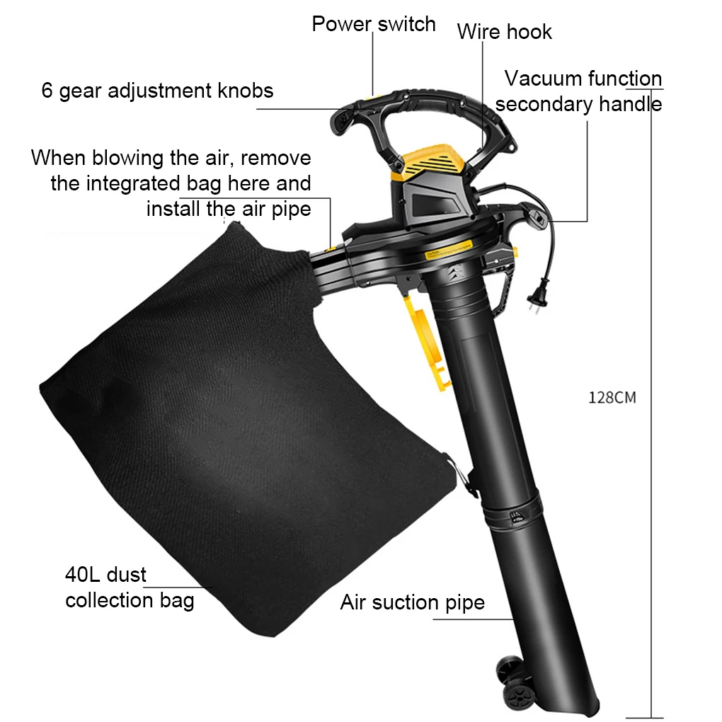 3800 واط عالية الطاقة ساحة منفاخ ورقة مكنسة كسارة منفاخ حديقة منفاخ الاتحاد الأوروبي التوصيل متغير السرعة التحكم الغبار فراغ آلة