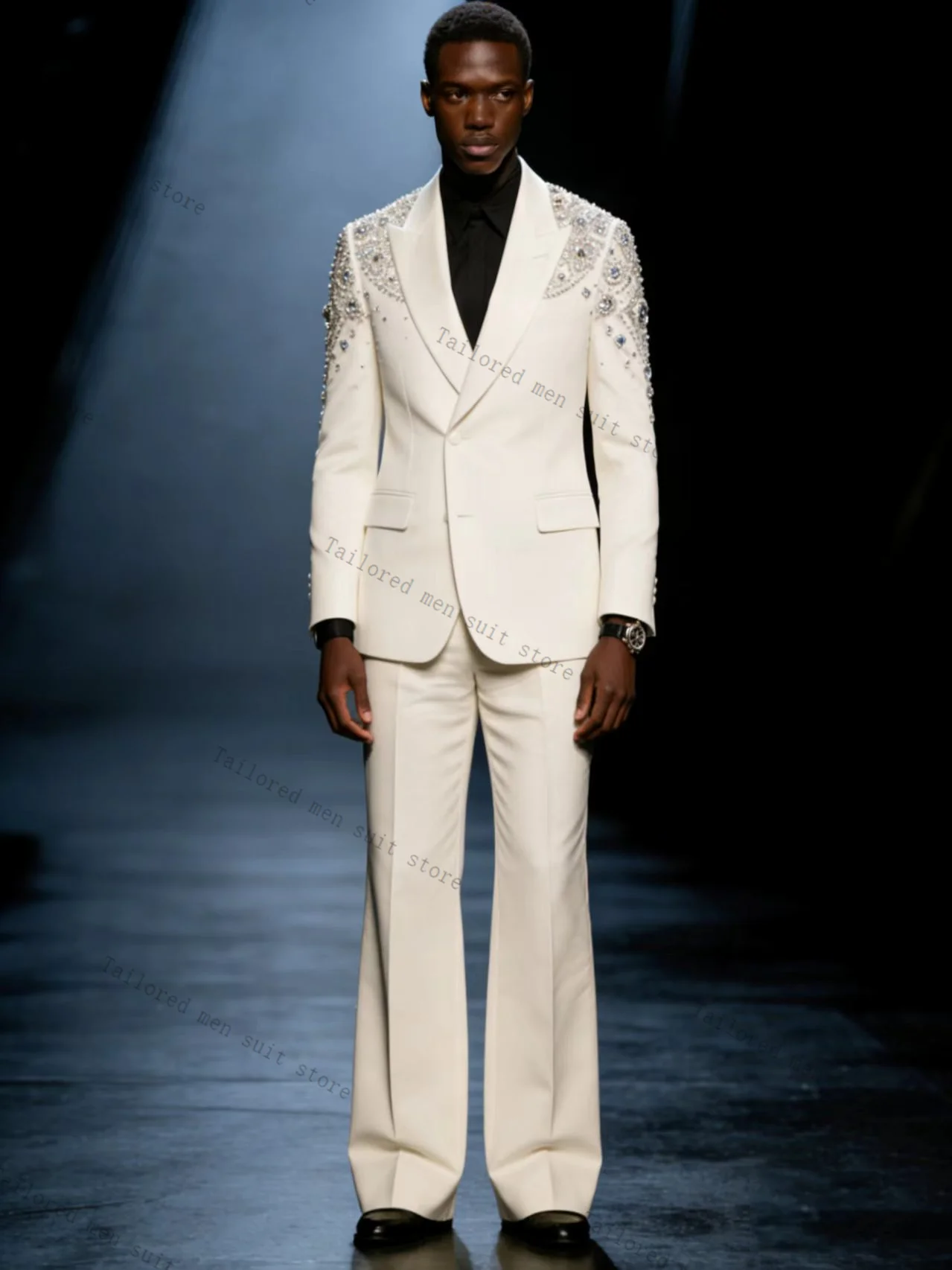 

White Men Suits Pants Set 2 Pcs Spring Blazer+Cotton Trousers Groom Wedding Tuxedos Jacket Formal Office Business Coat Outfit