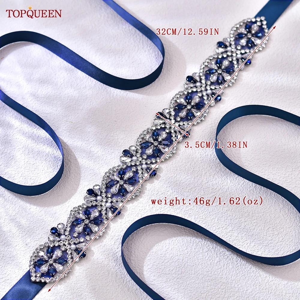 TOPQUEEN-Cinturón de boda con forma de flor y diamantes de imitación, faja de apliques hecha a mano, accesorios de decoración para vestido de mujer, S453-ML