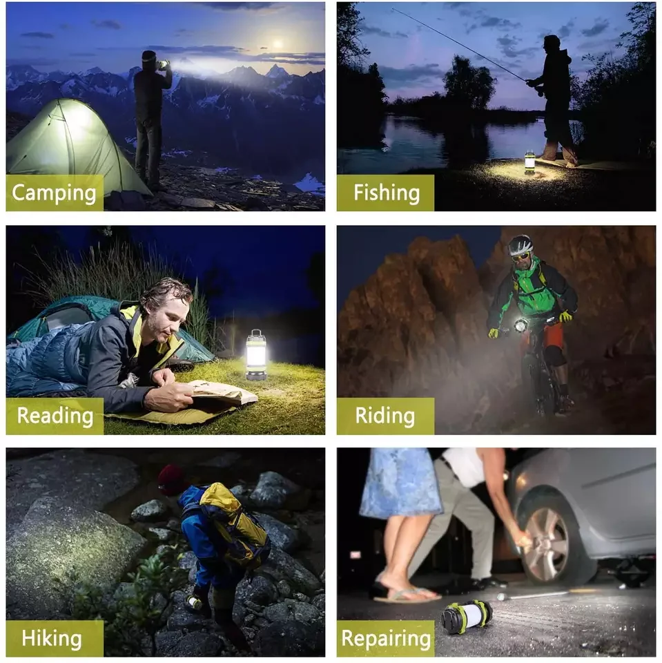 Portable Multifunctional Super Bright LED Light USB Rechargeable Hook Adjustable Tent Lamp Camping Lantern Outdoor Flashlight