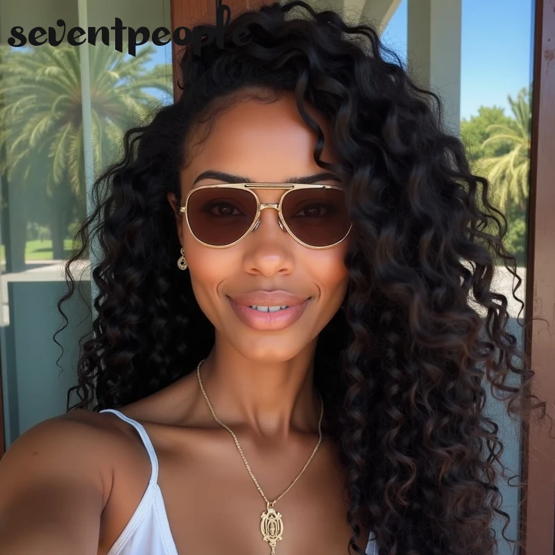 

2025 Luxury Brand Classic Steampunk Pilot Sunglasses Men Women Trendy Oval Double Beam Shades Vintage Punk Metal Frame Sunglass