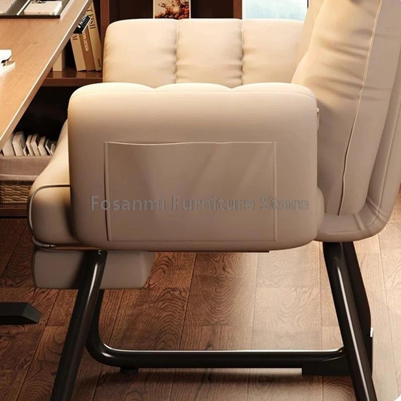 Sedia da computer morbida da gioco comoda per la casa Sedia da ufficio ergonomica con gamba fissa in acciaio Sedia da scrivania con schienale regolabile con poggiatesta