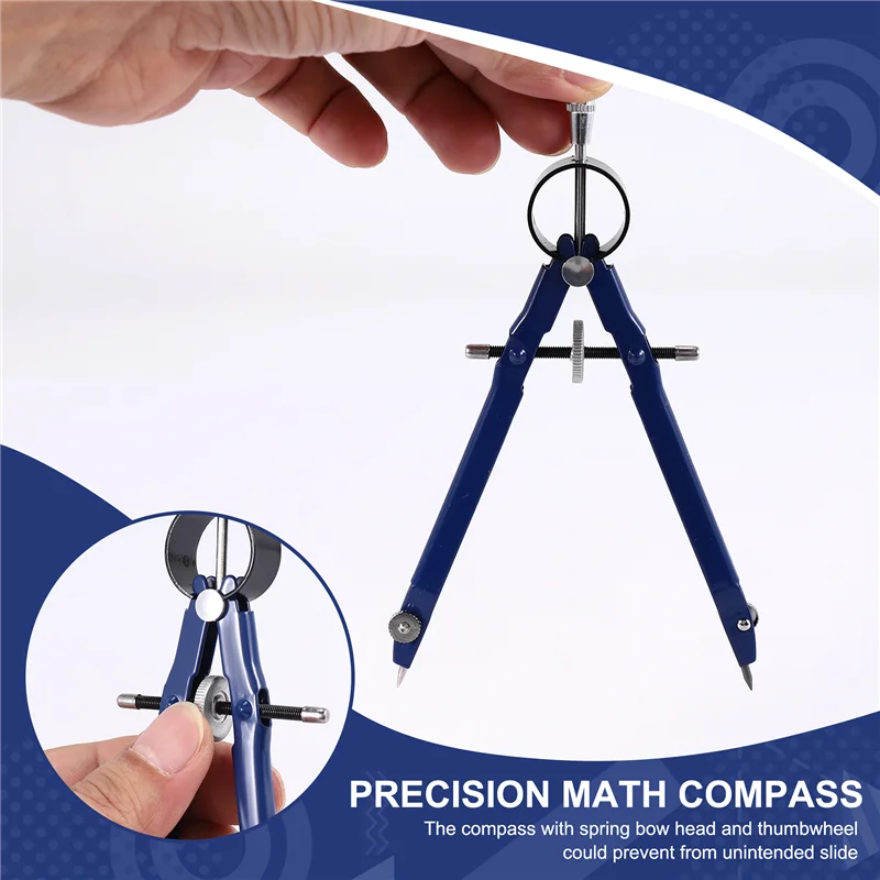 

Professional Compass, Compass Geometry Set With Lock, Math And Precision Compass, Metal And Durable For Solid And Plane Precisio