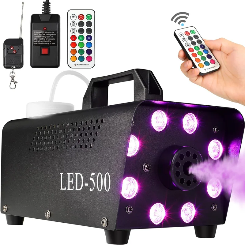 เครื่องสร้างหมอกควบคุมระยะไกล500วัตต์พร้อมไฟ3in1 RGB LED เครื่องสร้างควันดิสโก้ KTV DJ บาร์เที่ยวกลางคืนงานอีเว้นท์