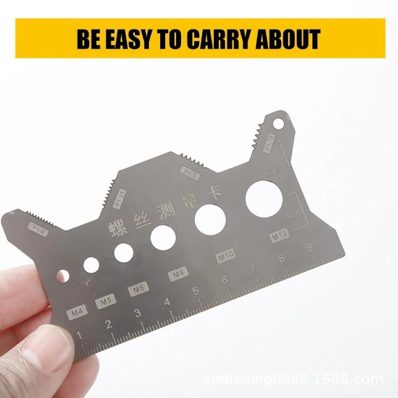 F92C Portable Screw Measurement Card Screw Size Gauges for 4mm/5mm/6mm/8mm/10mm Size