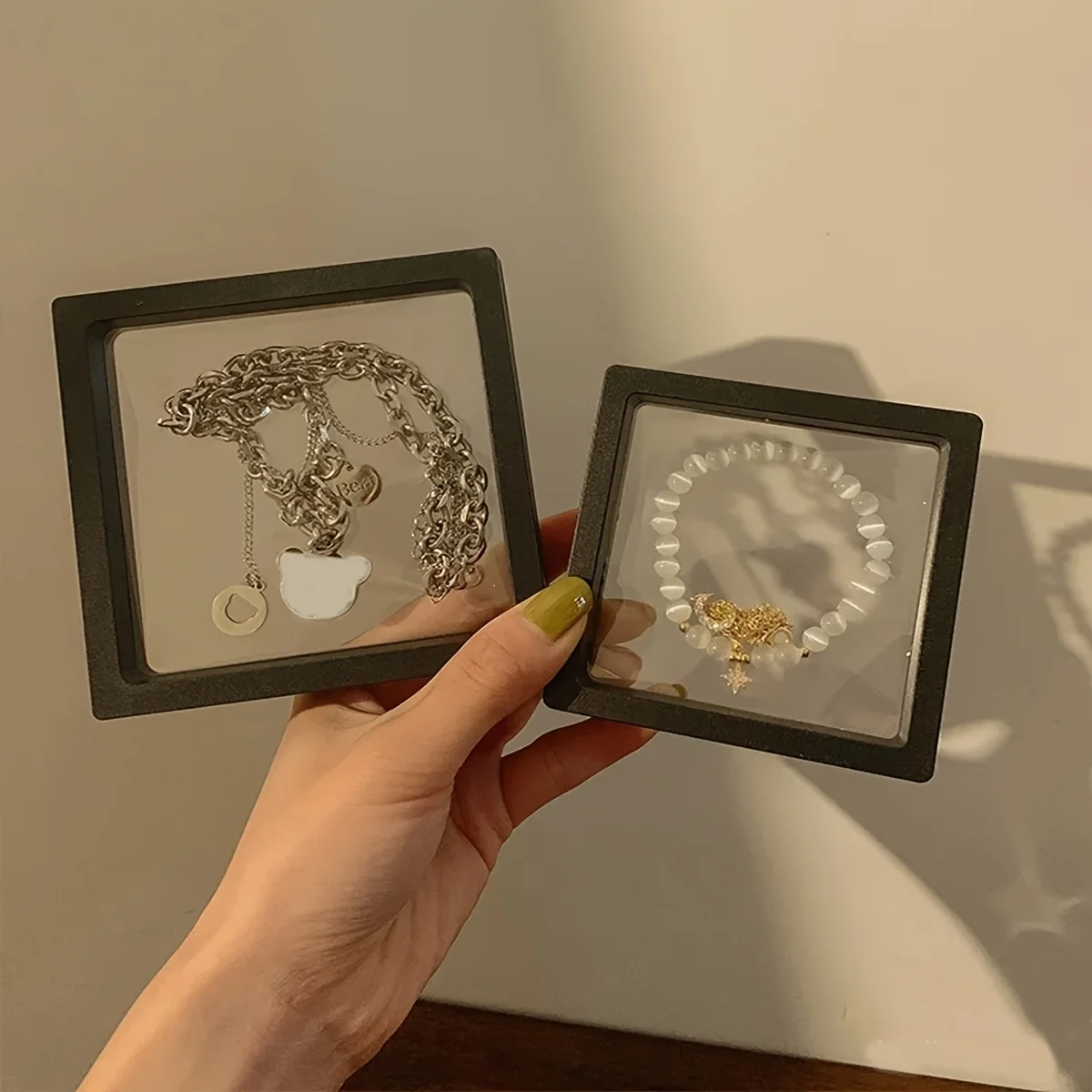 10pcs Multi-functional Black Plastic Dust-proof Jewelry Packaging (77/99/11*11), Suitable for Necklaces, Bracelets, Rings, Coins