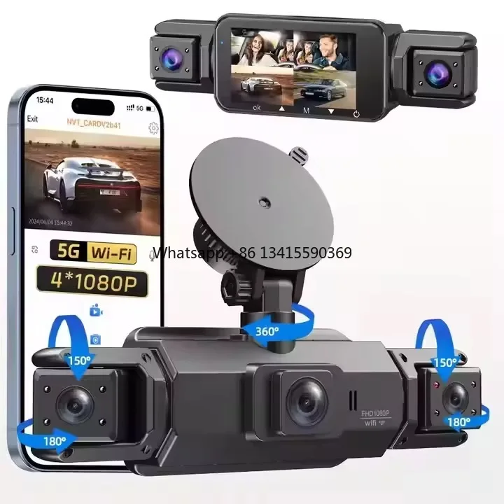 

4CH 360° Car camer System Front/Inside/Rear 1080P FHD Dash Cam with GPS WiFi Night Vision/Parking Monior for Taxi/Truck