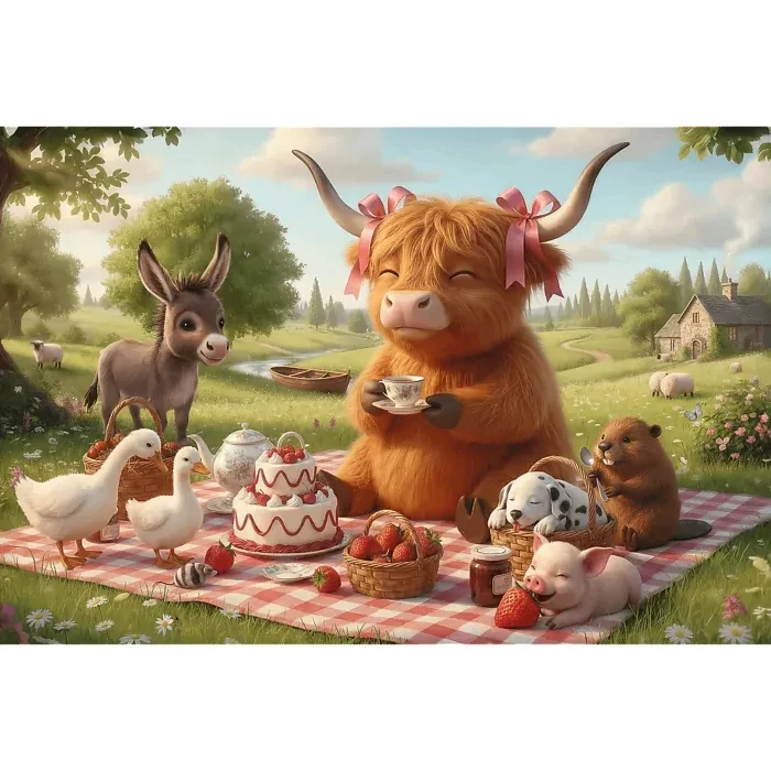 

Large Size Jigsaw Puzzle 500/1000/1200/2000 Pcs Cow Animal Picnic Jigsaw Puzzles for Adults Stress Relief Toys Gift