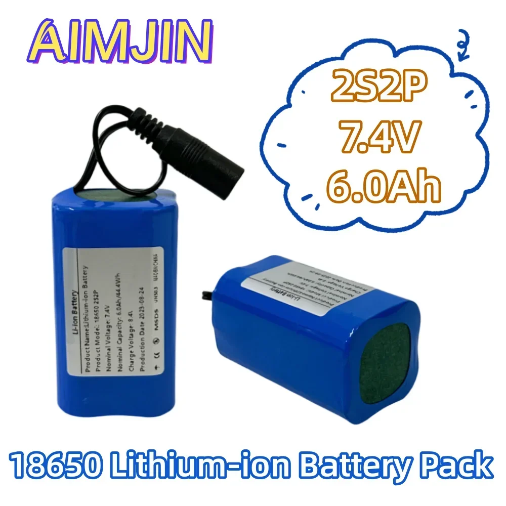 

18650 2S2P 7.4V 6000mAh Rechargeable Lithium-ion Battery Pack,For Speakers, wireless monitoring devices, LED lighting etc