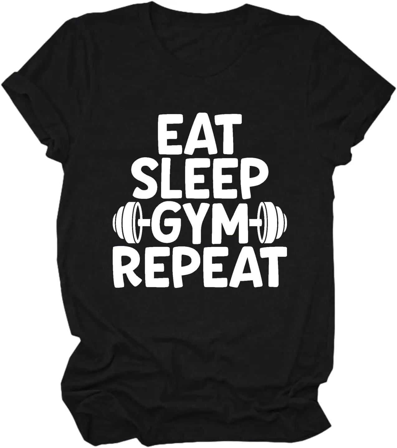 

Sports Shirt Eat Sleep Gym Repeat Short Sleeve Funny Graphic Tee Shirt for Women