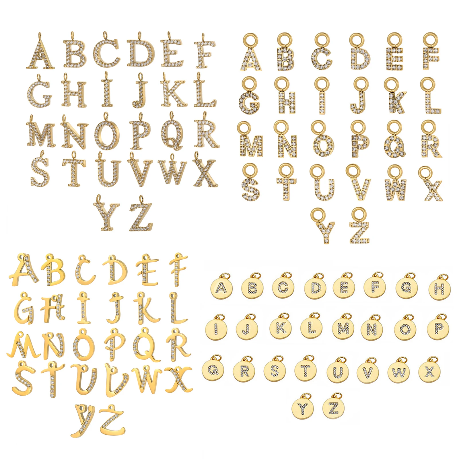 26Pcs/Set Stainless Steel A-Z Letter Charms Inital Name Little Pendant For Women's DIY Earrings Bracelet Necklace Making Finding
