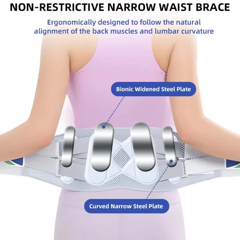 Lumbar Back Brace, Dual Compression Waist Support, Breathable Mesh Lumbar Support Belt for Lower Back Pain, Gym Fitness, Workout