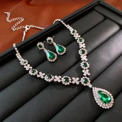 3 pieces of Luxury Rhinestone Jewelry Set Women's Fashion droplet Necklace Dangle Earrings Bridal Weddings Banquet Jewelry