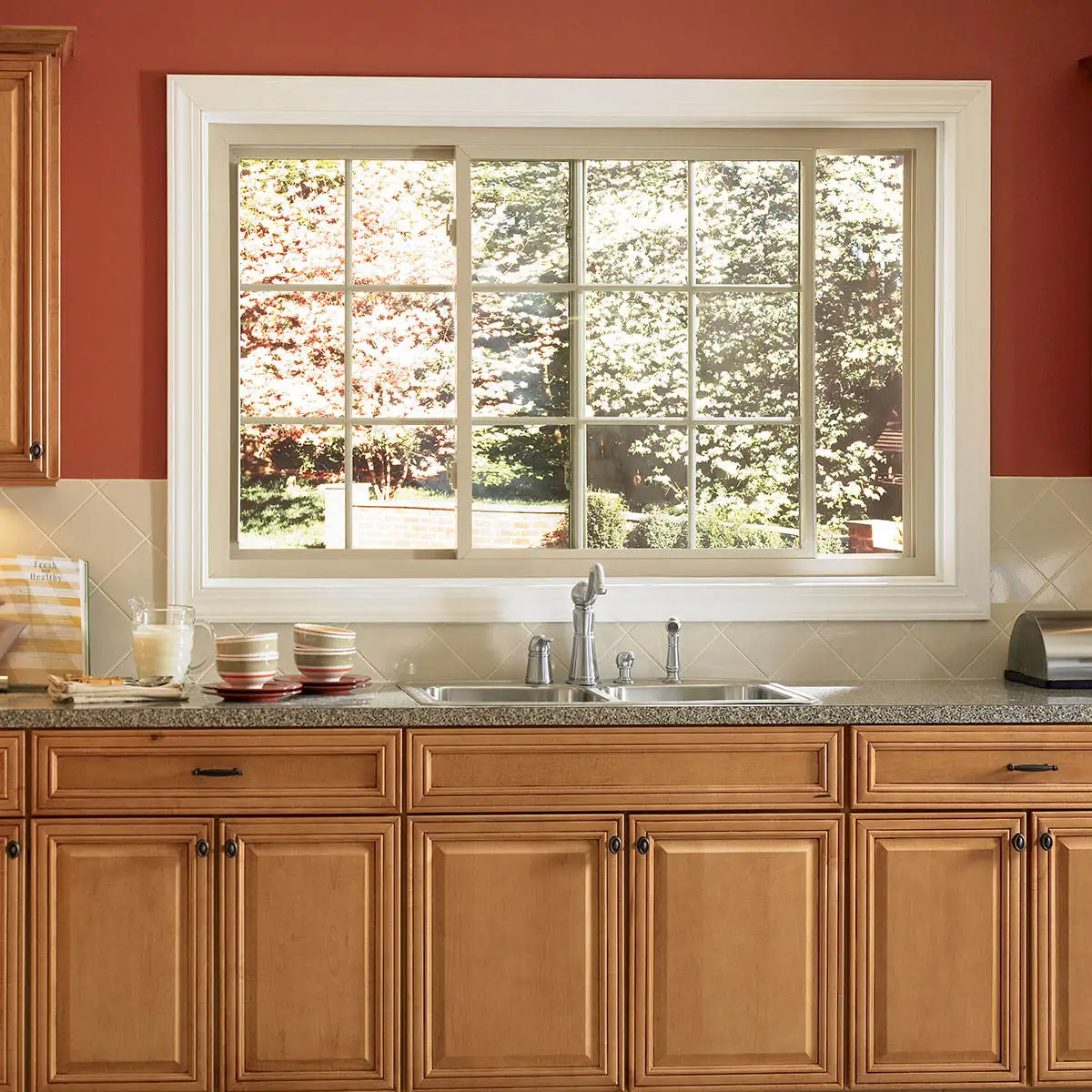 Kitchen Smoke Proof Aluminum Glass Window Sunshade Durable French Style Windows Sturdy Manual Finished Product Sliding Windows