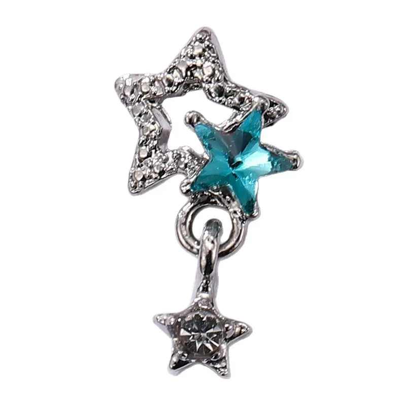 10 قطعة ثلاثية الأبعاد الفاخرة سبيكة القمر نجوم مسمار الفن قلادة جالبة للحظ حجر الراين اكسسوارات ل مانيكير ديكور الأظافر لوازم الديكور #6