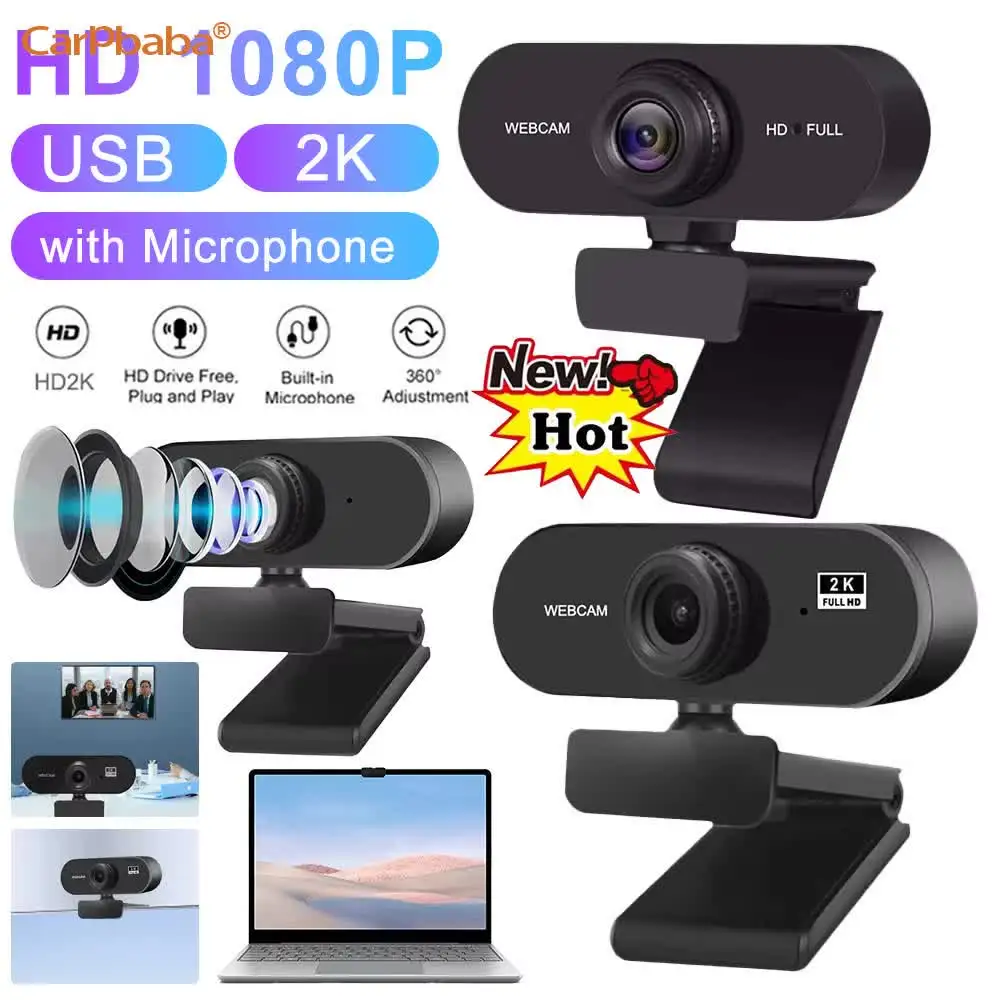 USB HD 1080P/2K Web Camera Plug and Play with Microphone PC Webcam Business Webcam for PC/Laptop Conferencing and Video Calling