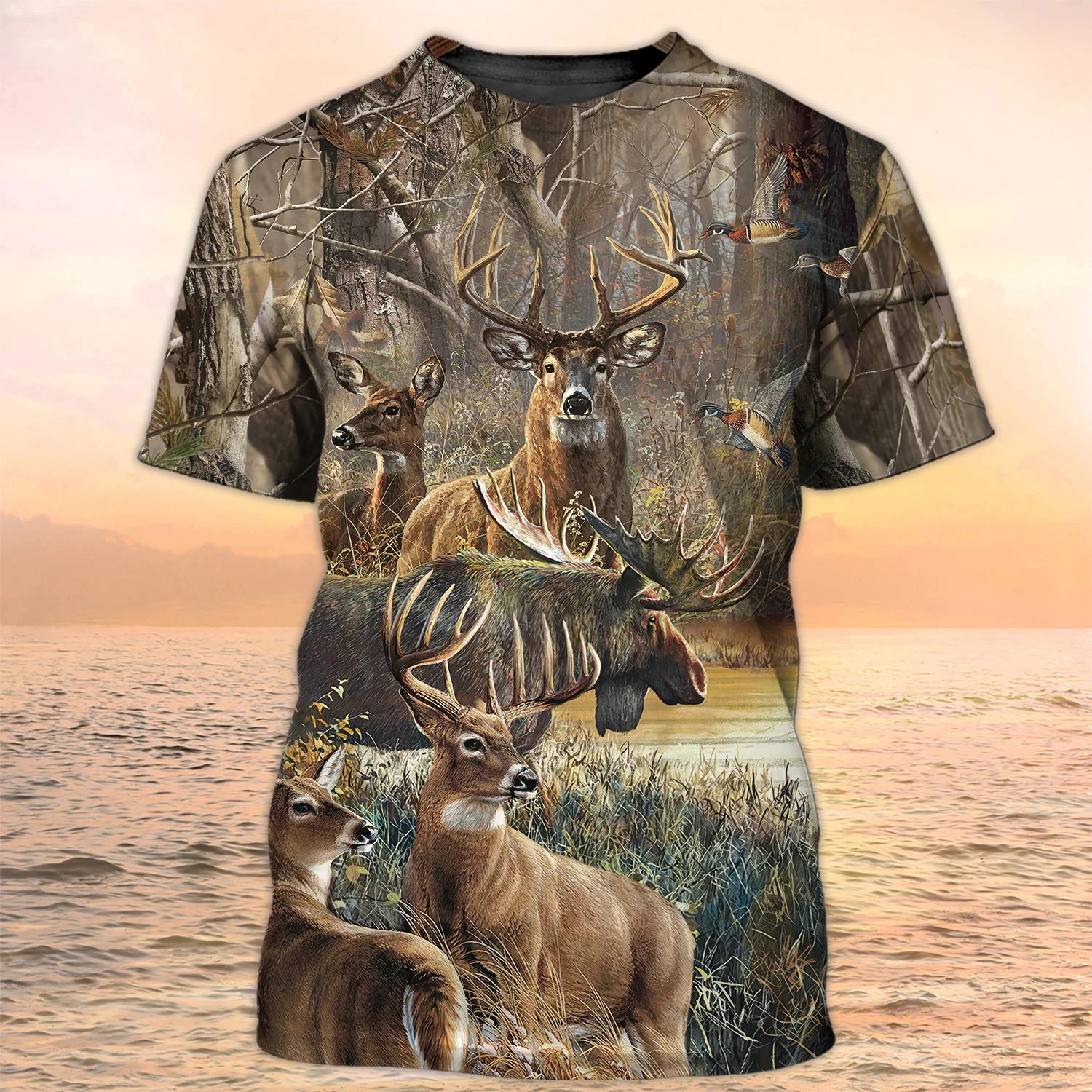 Casual Hunting Deer Camo 3D All Over Printed Men\'s t shirt Summer style Casual Unisex street T-shirt Deer Hunter