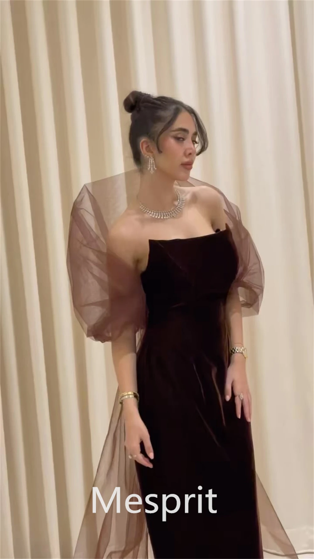 Vestido de noche exquisito de Mesprit de bola de alta calidad, vestidos de vaina sin tirantes, estola Halter, tirantes, satén, personalizado, Arabia Saudita