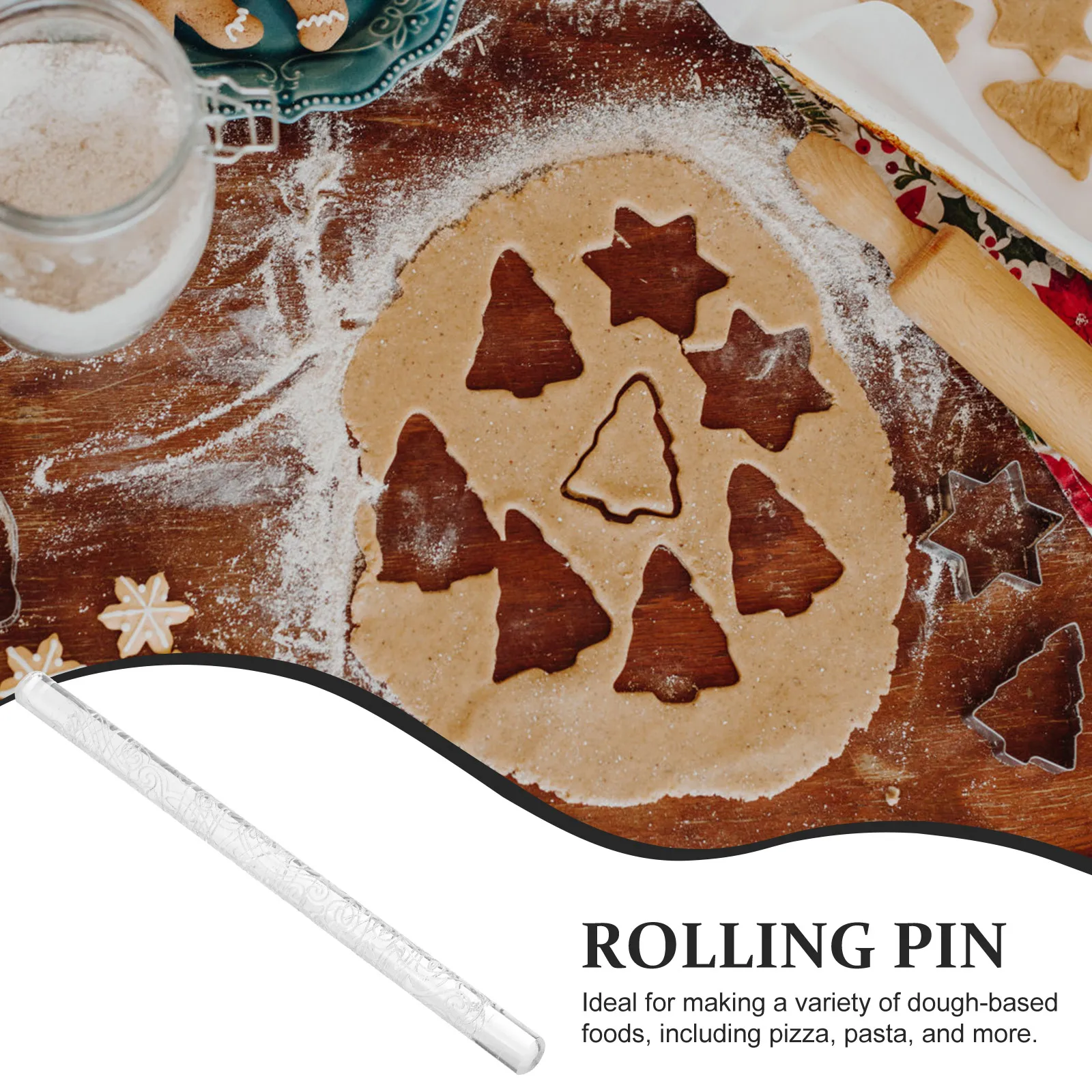 

Embossed Acrylic Rolling Pin Multi-Function Dough Roller Nonstick Kitchen Tool for Baking Pizza Pasta Cookies Dough Rolling Pin