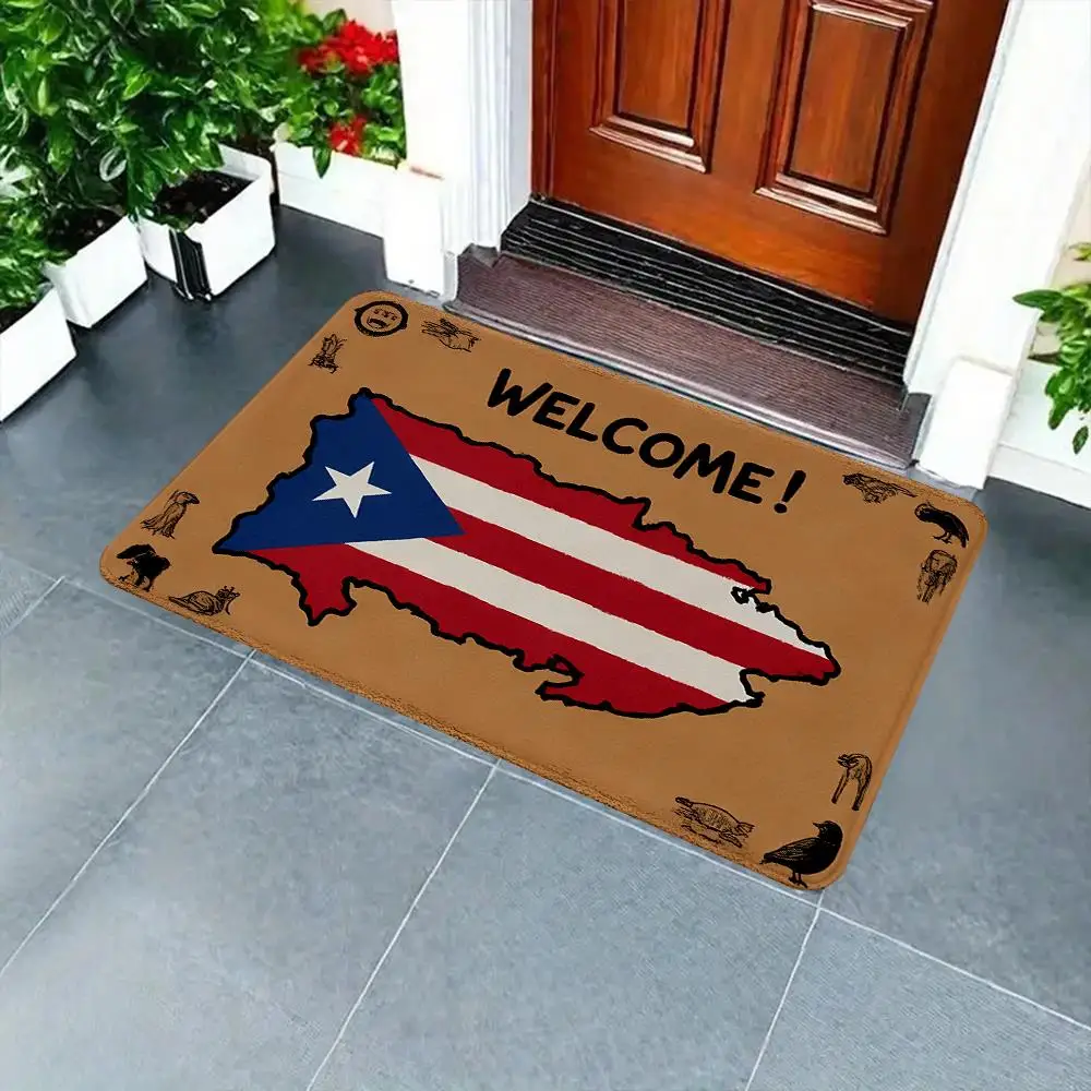 VIKAMA American Flag Welcome Mat Non‑Slip Patriotic Floor Mat for Entryway Home Decor