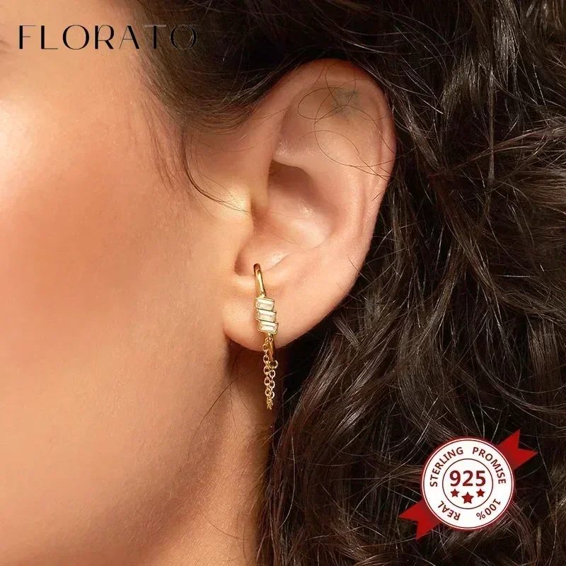 Pendientes de plata 925 con cartílago, pendientes de circonita en forma de C a la moda, pendientes Piercing geométricos europeos y americanos para