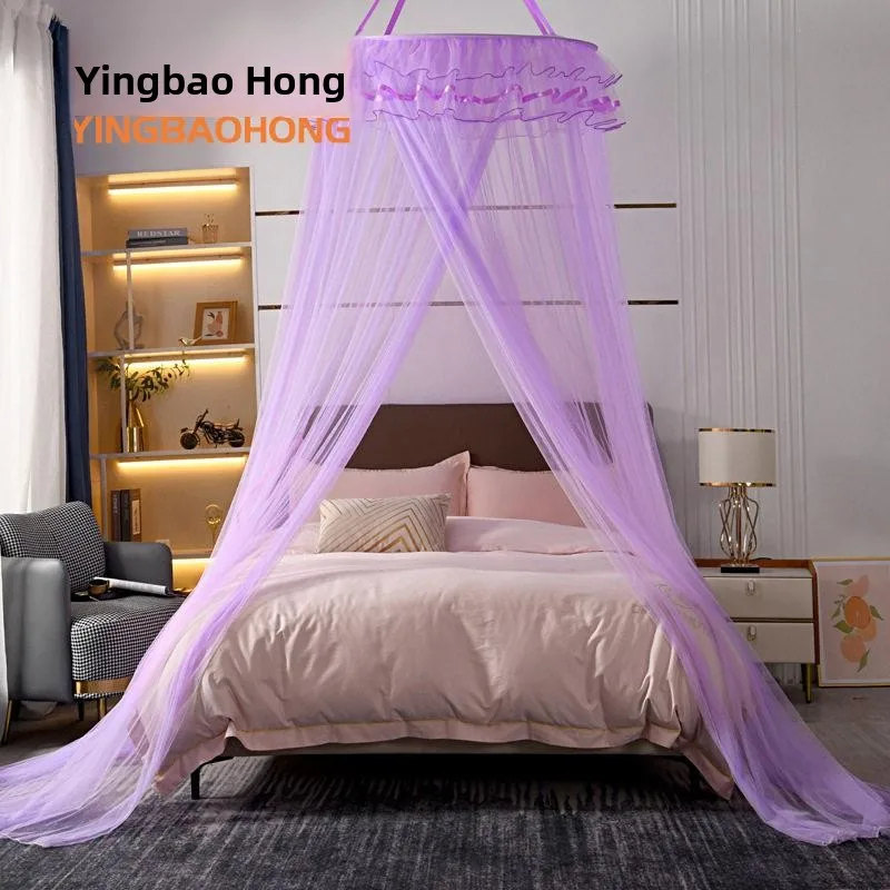 Princess Style Mosquito Net Hanging Dome No Installation Required Breathable Nylon Top for Bedroom Use Universal Bed Size