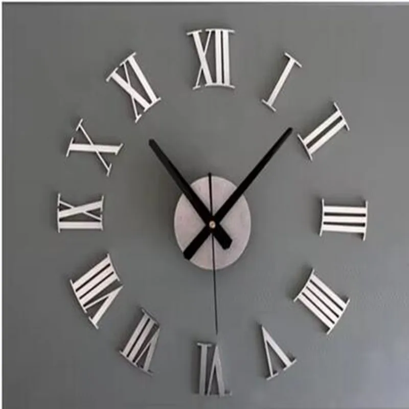 3D Acrylic Digital Wall Clock Roman Numerals Design Mirror Wall Clock Fashion Large Round Wall Clock DIY Self Adhesive Clocks