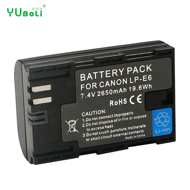 LP-E6 LP E6 LPE6 2650mAh LP-E6N Battery + LCD USB Dual Charger for Canon EOS 5DS R 5D Mark II 5D Mark III 6D 7D 70D 80D Camera