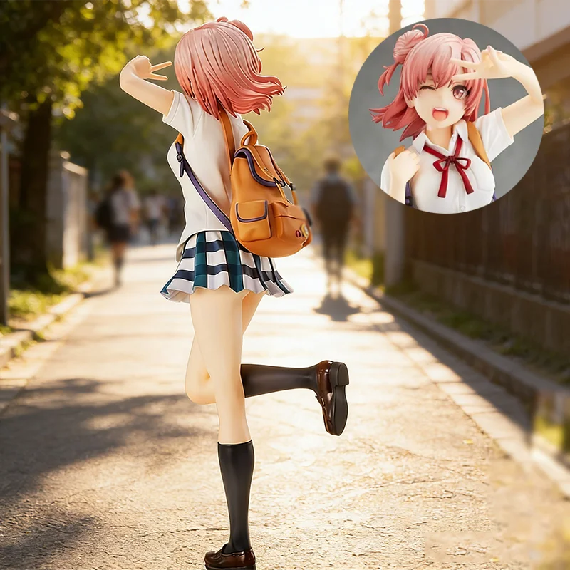 

24CM Anime My Teen Romantic Comedy Figures Winking Yui Yuigahama Action Figures School Girl Model PVC Collectible Toys Gift