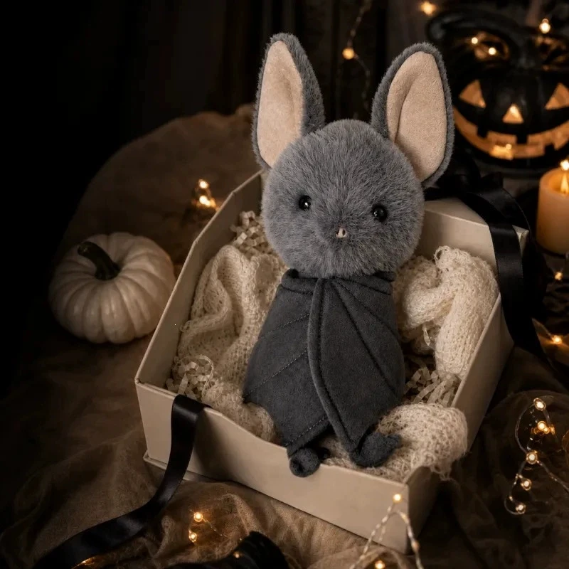Custom Photo Bat Plush Doll Halloween Stuffed Toy Personalized Picture Bat Wings Soft Plushie Gift for Couple Memorial Decor