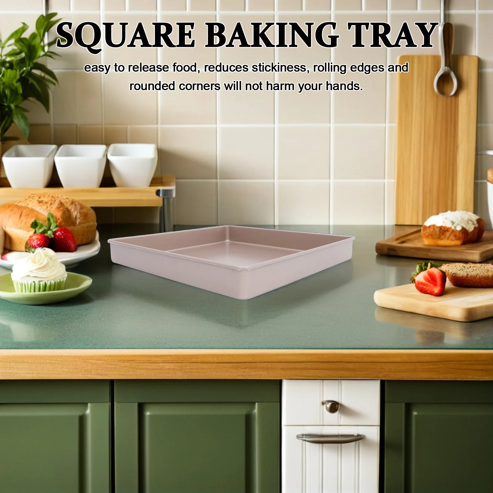 

Nonstick Golden Tray 11.2x11.2x1.38in Square Metal Cake Pan Efficient Heat Conduction Easy Cleanup Baking Sheet