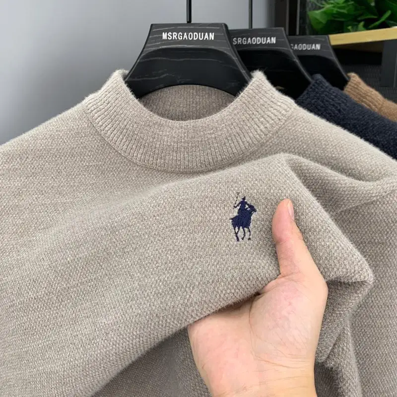 

Зимний свитер с толстой шерстяной подкладкой для мужчин, новинка 2025, свитера, полуводолазка, теплая основа, трикотаж, пуловер, джемпер, мужская одежда