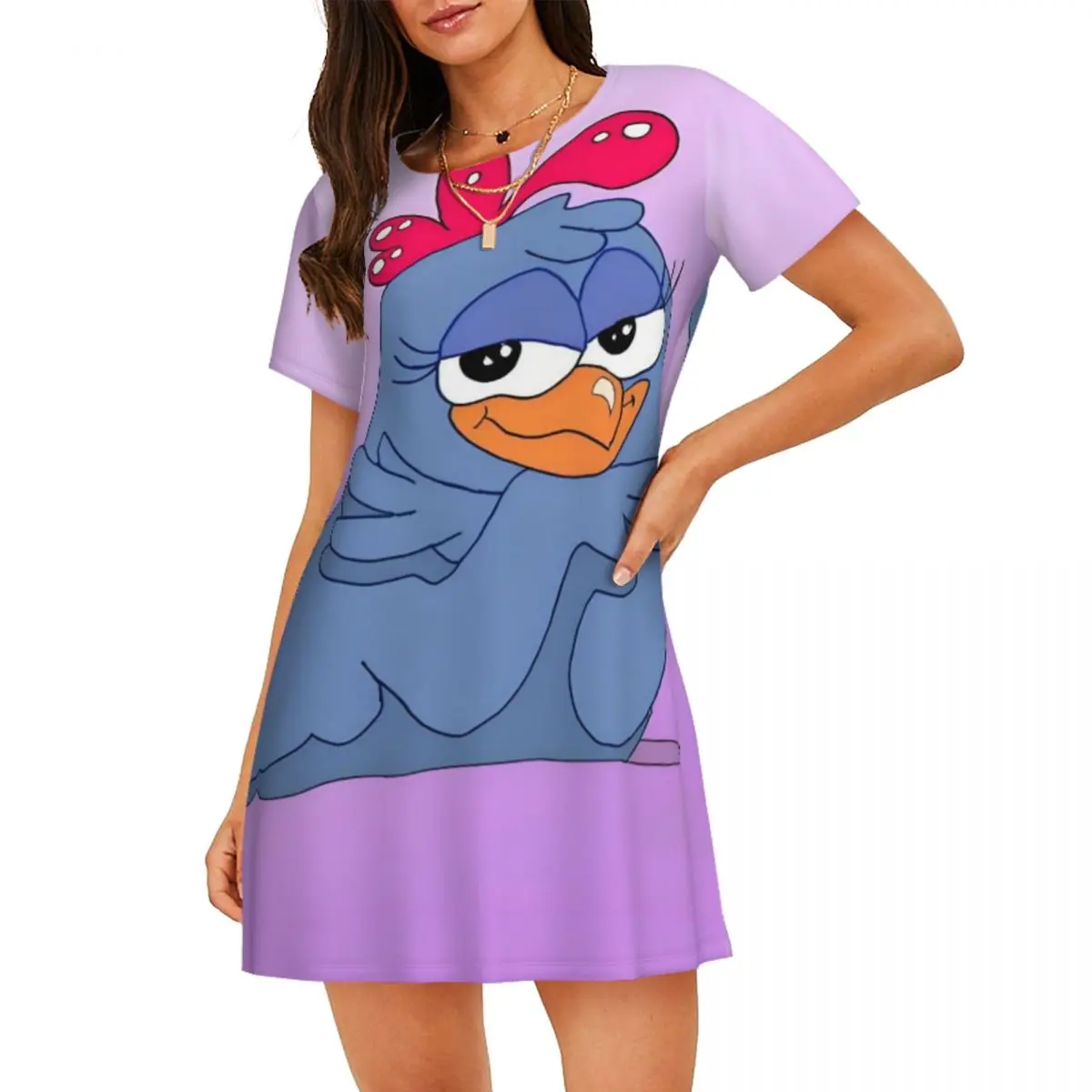 

Custom Galinha Pintadinhaes Women's Short-Sleeved Nightdress Funny Cartoon Short Sleeve Nightgowns Walking Vacations Nightgowns