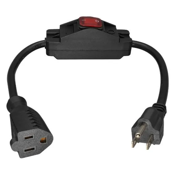 14AWG Power Extension Cord with Switch For nema 5-15P to 5-15R for 15A Load Handling in Residential and Commercial Use