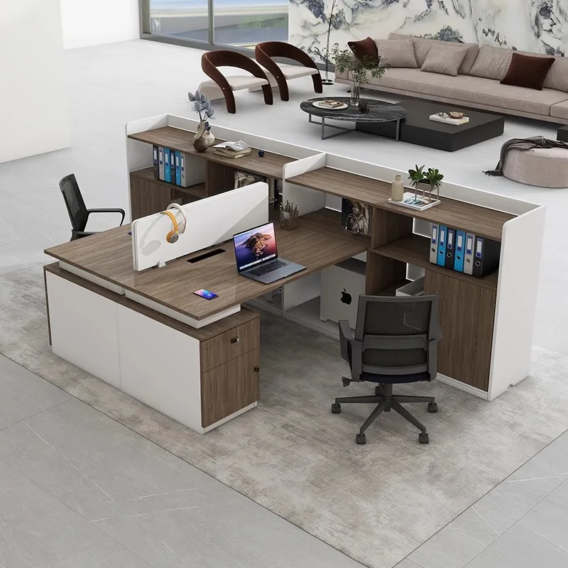 Staff office desk and chair combination simple modern office screen partition double four six person staff table financial table